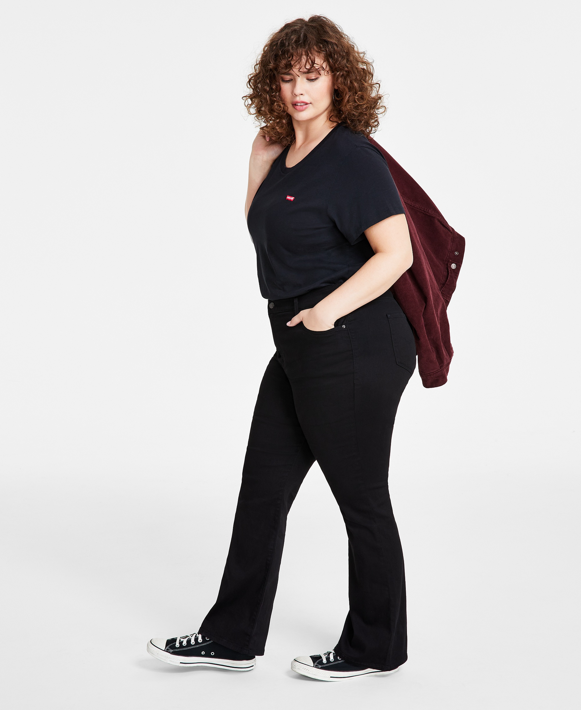 Levi's Trendy Plus Size 725 High-Rise Bootcut Jeans - Soft Black