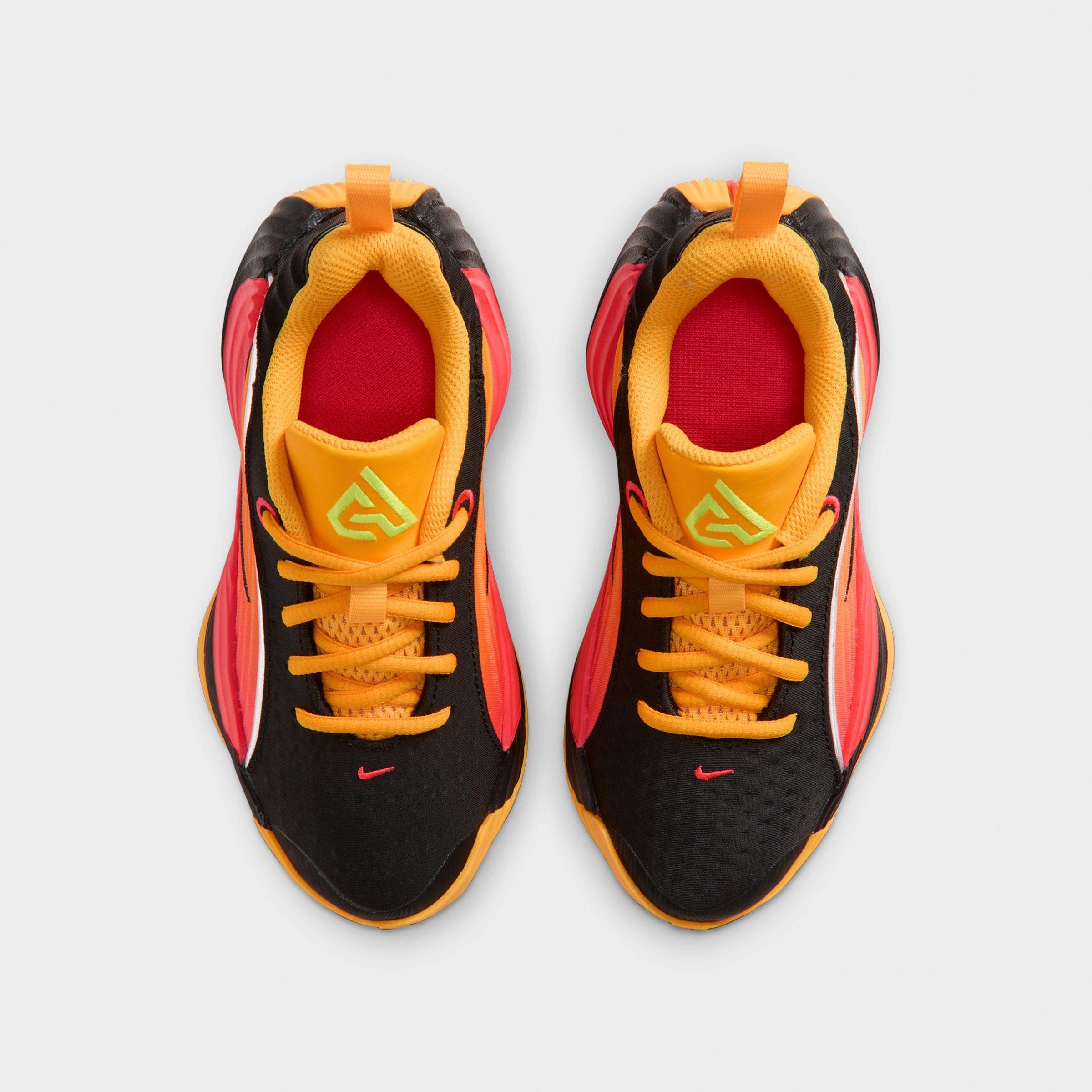 Little Kids' Nithtke Giannis Immortality 5 Basketball Shoes - Laser Crimson/Laser Orange/Black/Metallic Silver - Top view