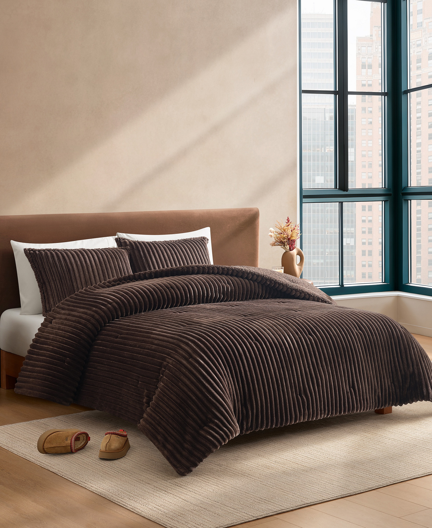 UGG® Avery Ribbed 2-Piece Comforter Set, Twin/Twin XL - Burnt Cedar