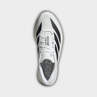 Men's adidas Adizero Boston 13 Running Shoes - White/Black/Dash Grey - Top view