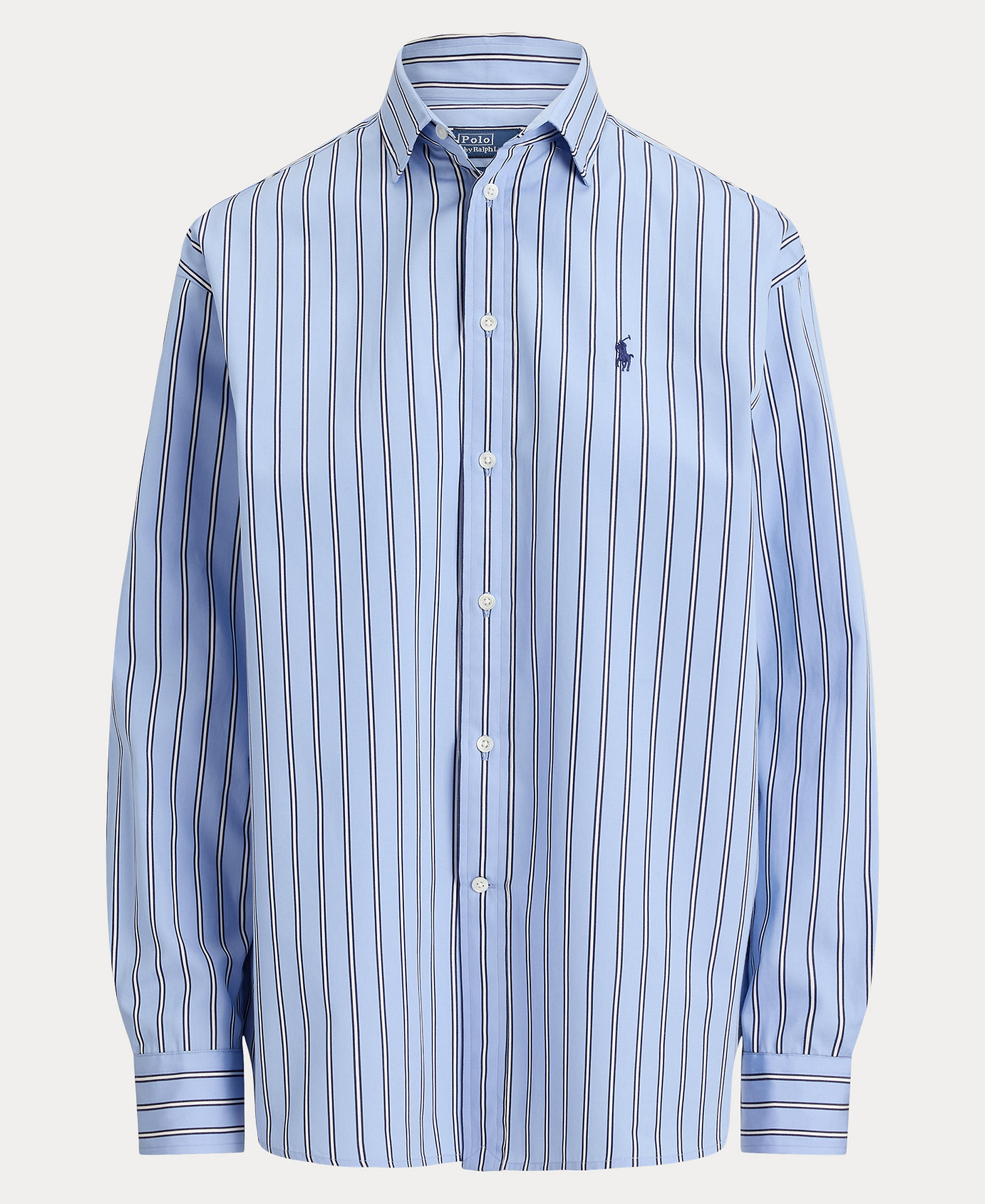 Polo Ralph Lauren Women's Relaxed-Fit Striped Cotton Shirt - Light Blue White Multi