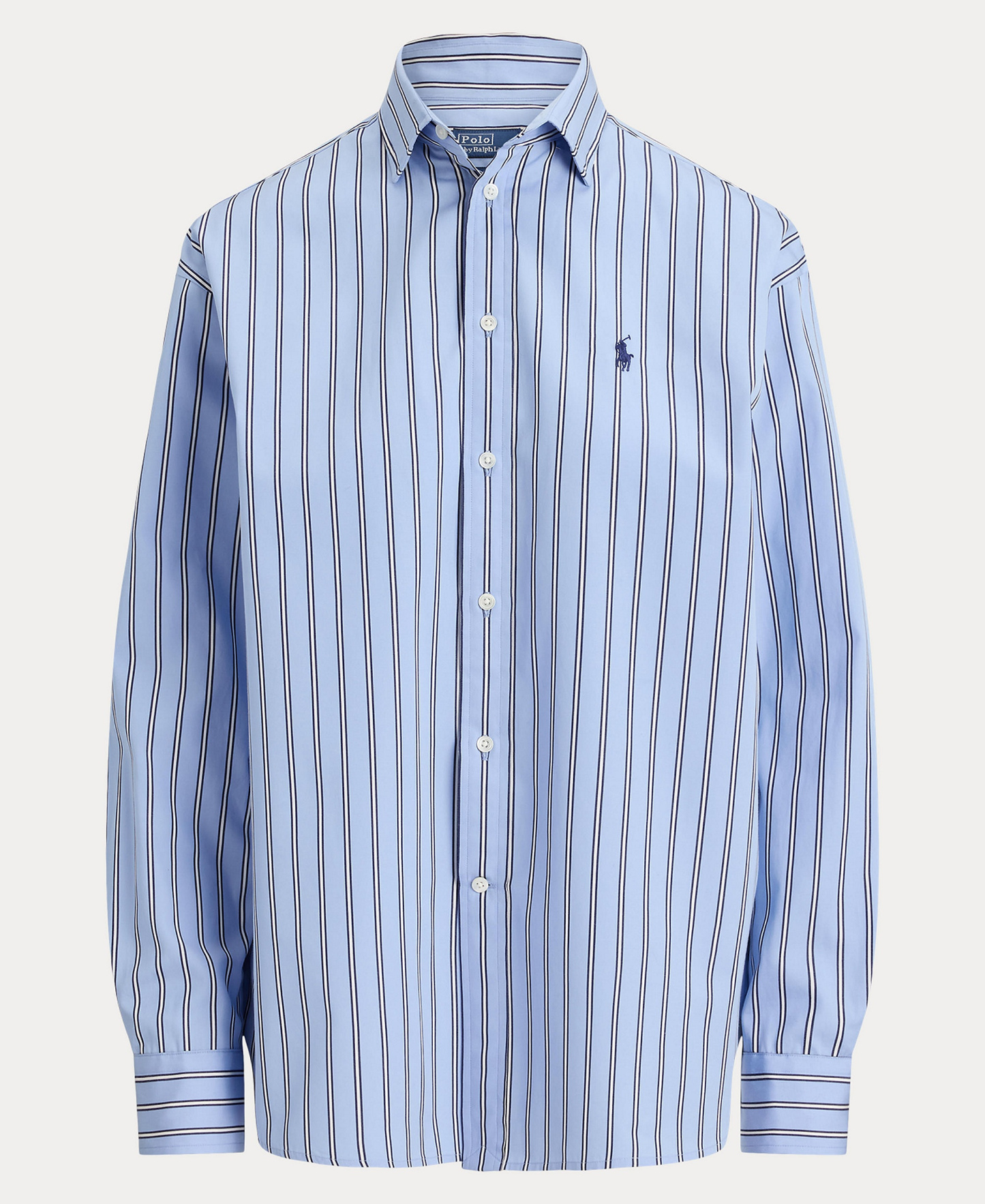 Polo Ralph Lauren Women's Relaxed-Fit Striped Cotton Shirt - Light Blue White Multi