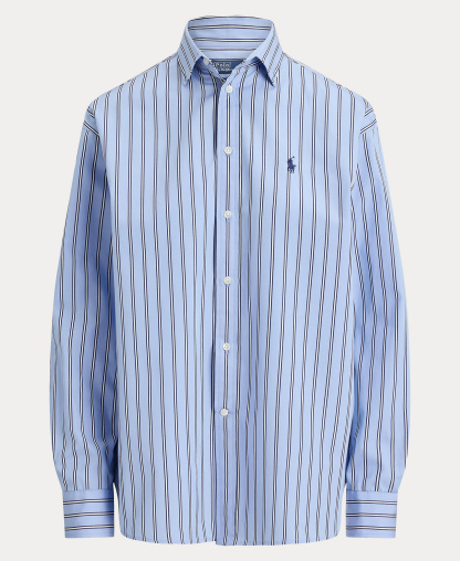 Polo Ralph Lauren Women's Relaxed-Fit Striped Cotton Shirt - Light Blue White Multi