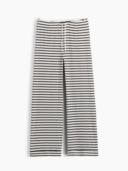 SoftMade Modal PJ Pants - Black & ivory beige stripe