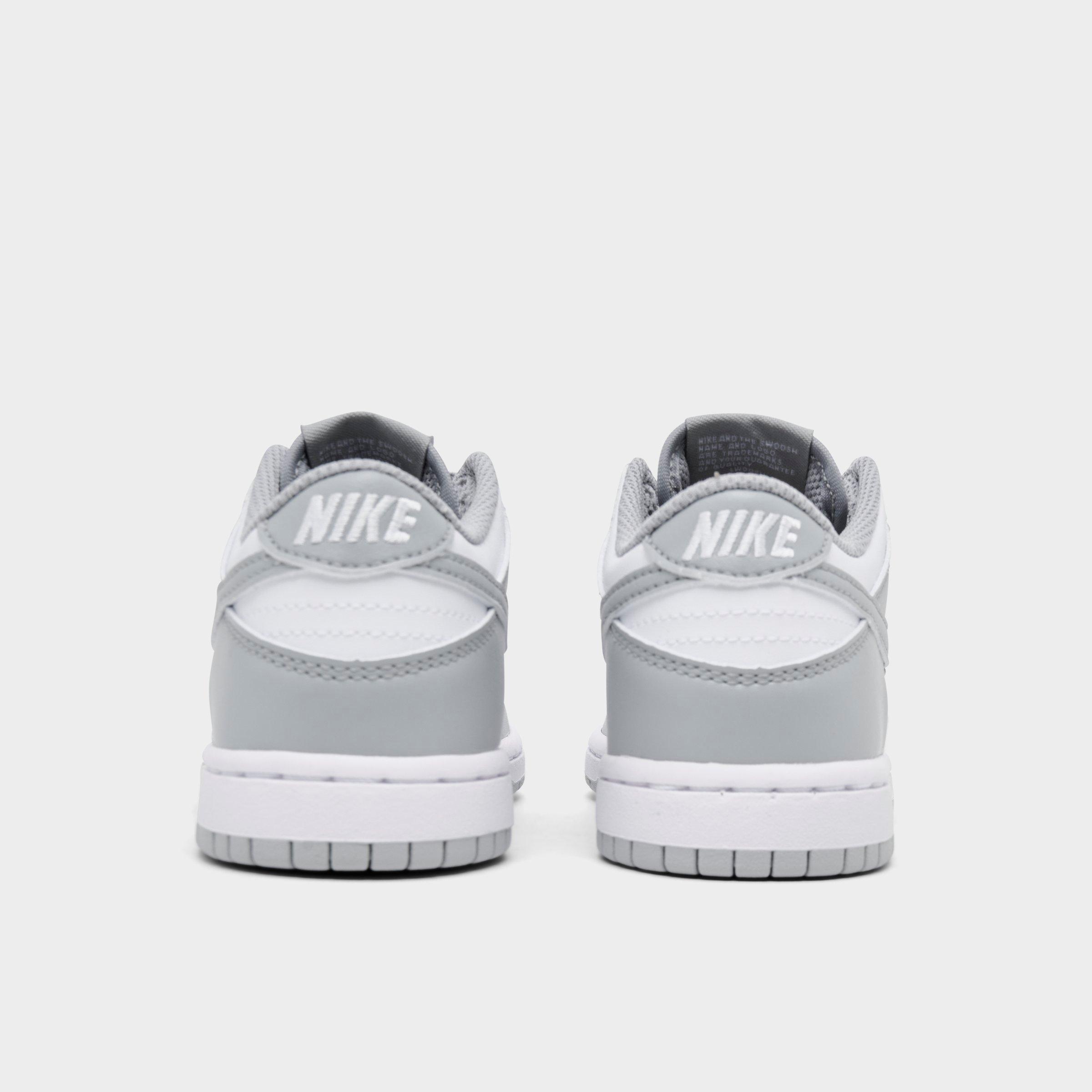 Little Kids' Nithtke Dunk Low Casual Shoes - Part 1 - White/Light Smoke Grey/White - Back view