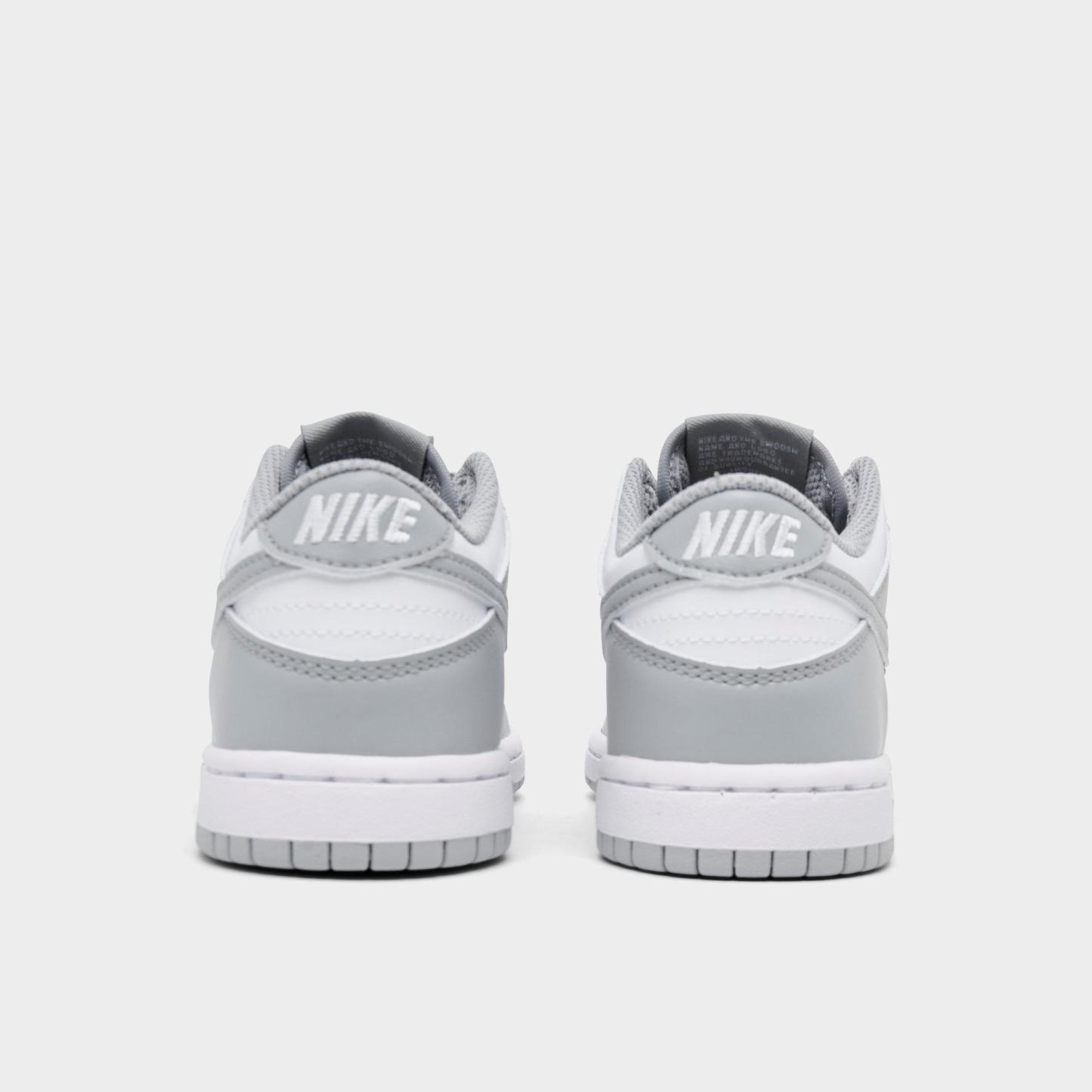 Little Kids' Nithtke Dunk Low Casual Shoes - Part 1 - White/Light Smoke Grey/White - Back view