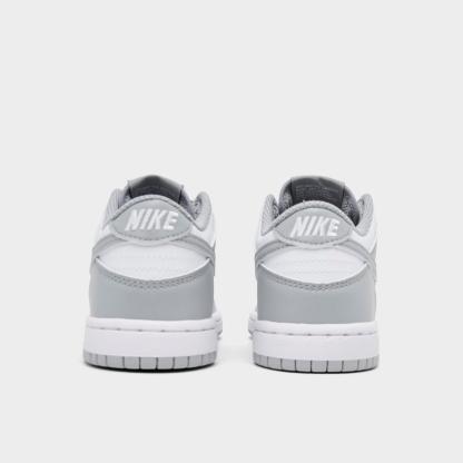 Little Kids' Nithtke Dunk Low Casual Shoes - Part 1 - White/Light Smoke Grey/White - Back view