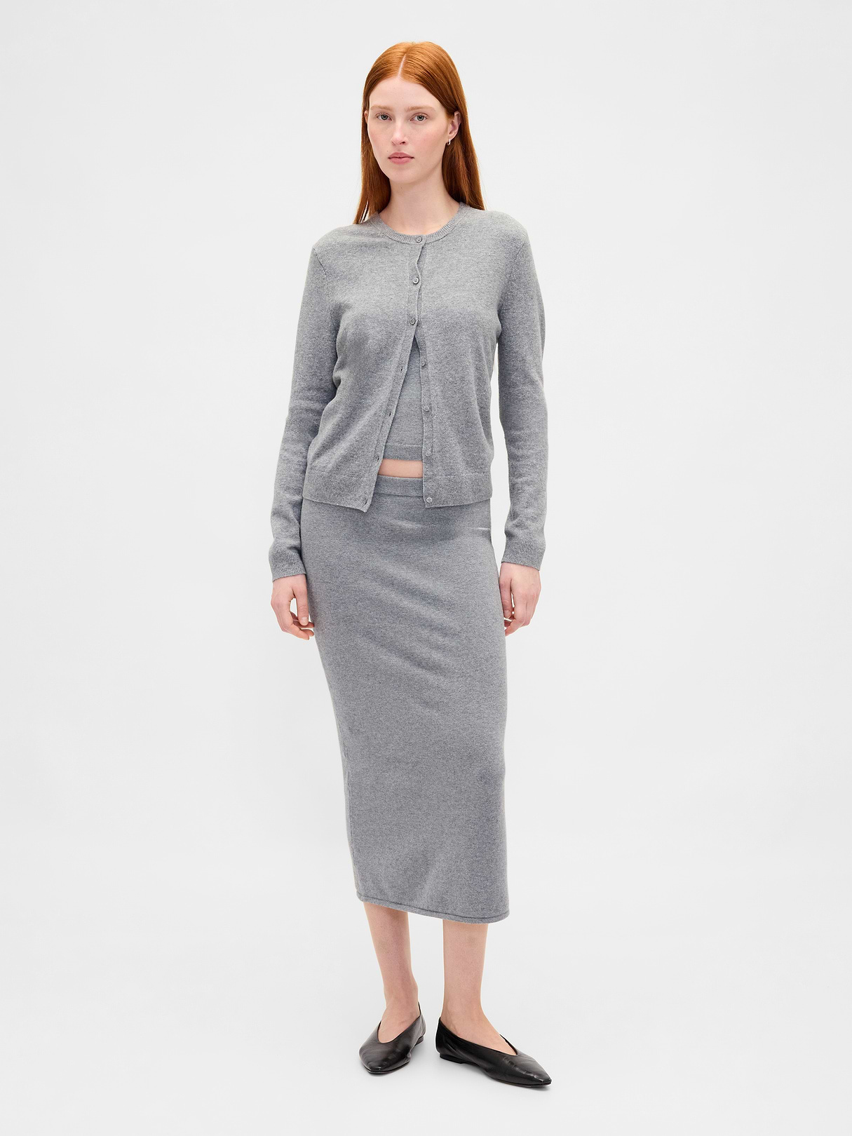 CashSoft Crop Cardigan - Light heather grey