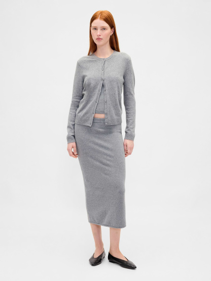 CashSoft Crop Cardigan - Light heather grey