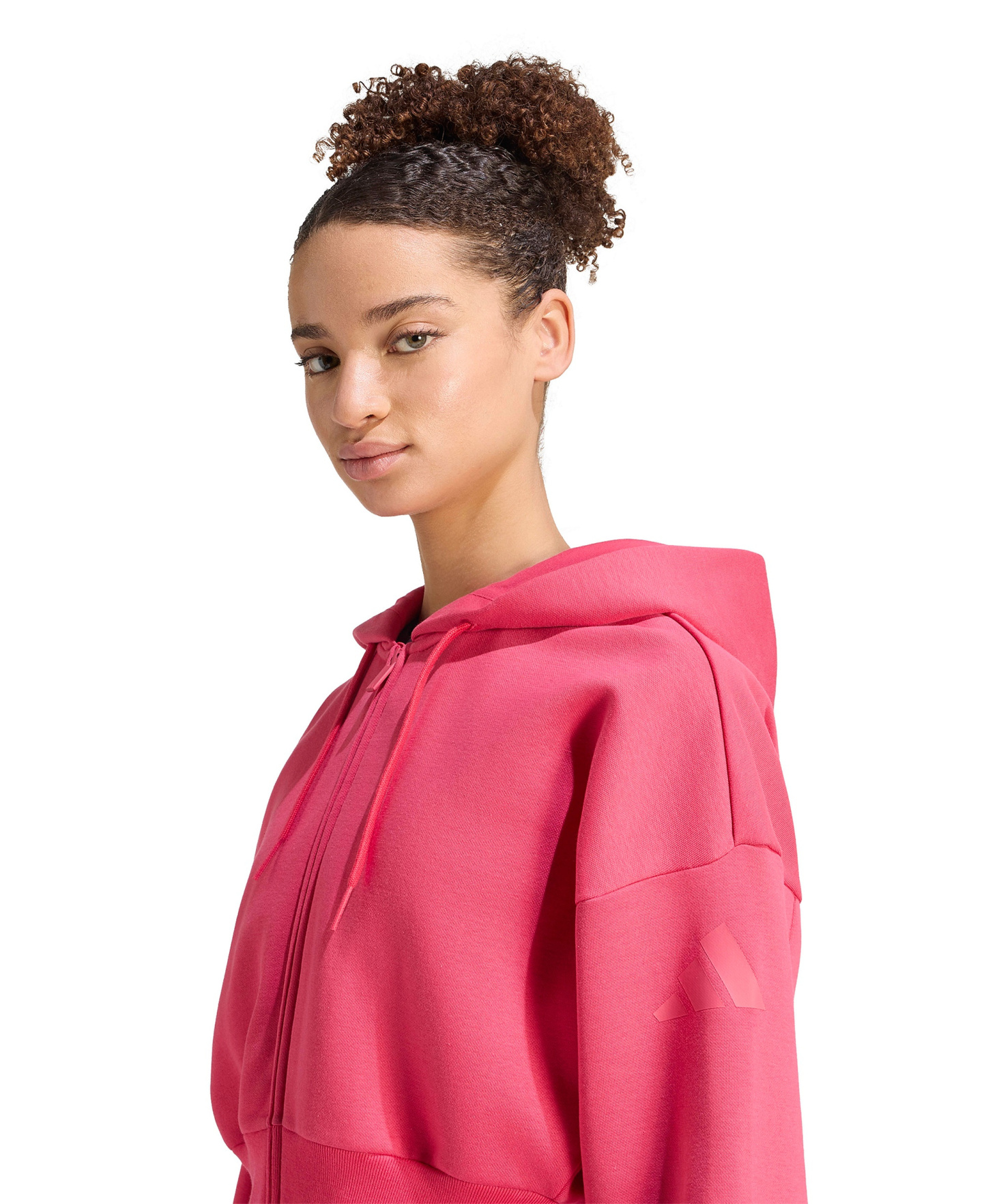 adidas Women's Essentials Contemporary Fleece Full-Zip Hooded Jacket - Power Pink