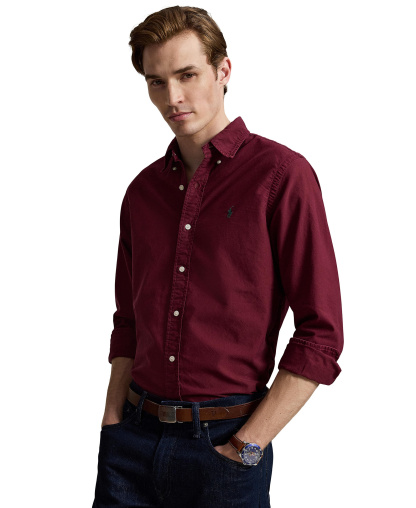 Polo Ralph Lauren Men's Garment-Dyed Oxford Shirt - Classic Wine
