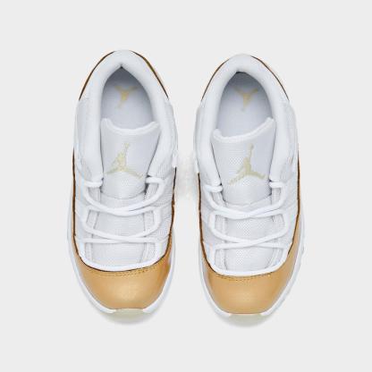Kids' Toddler Air Jordan Retro 11 Low Basketball Shoes - White/Metallic Gold/Team Gold - view 5