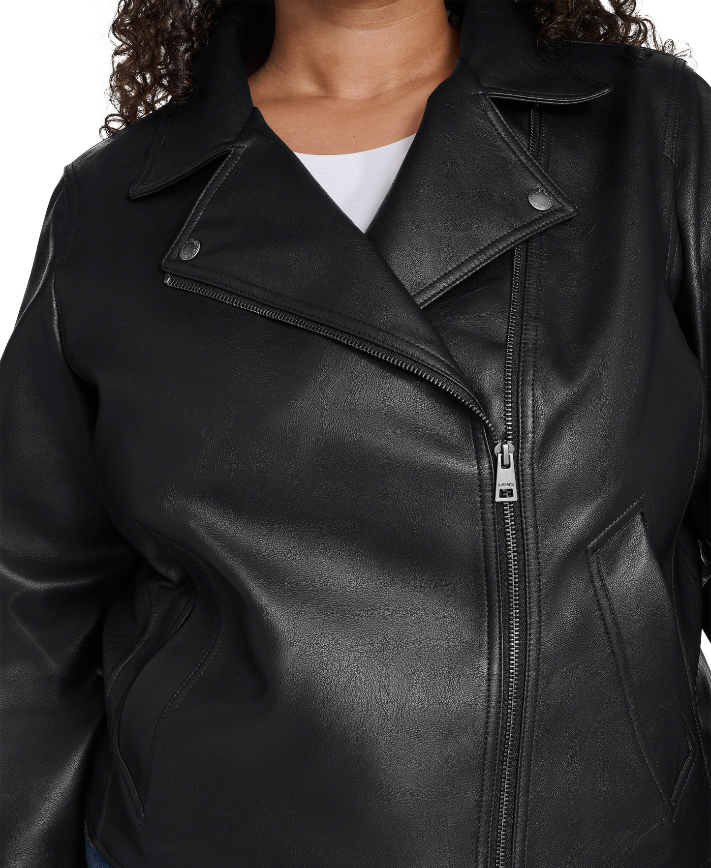 Levi's Women's Faux-Leather Asymmetric-Zip Moto Jacket - Black