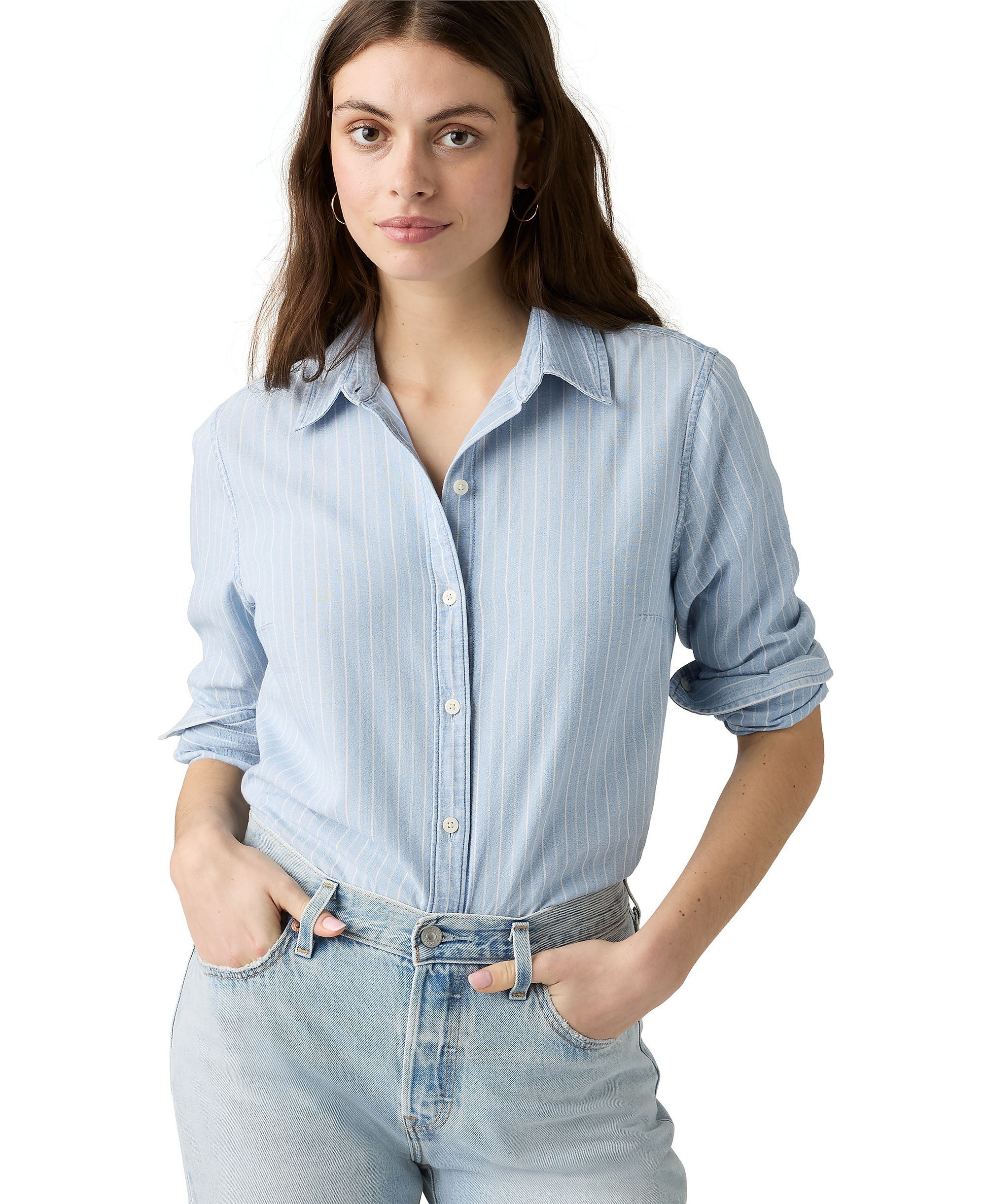 Levi's Women's Carlile Classic Poplin Long-Sleeve Shirt - String Me Along