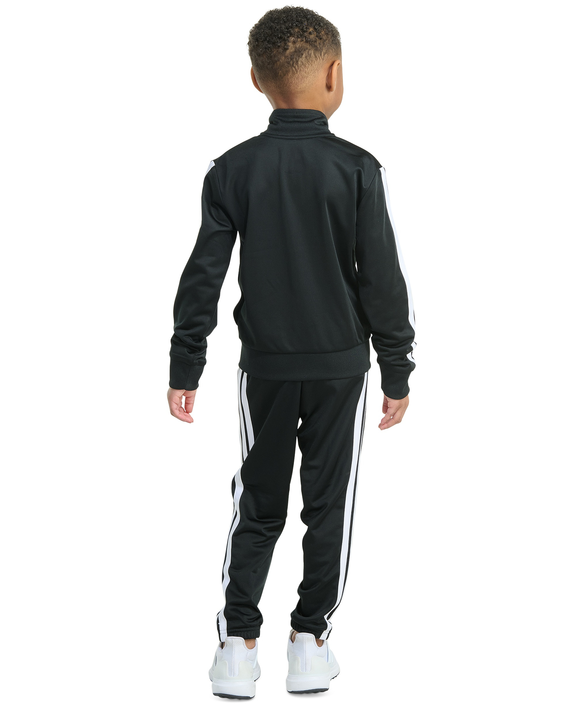adidas Toddler & Little Boys Tricot Long-Sleeve Essential 3-Stripe Track Jacket & Pants, 2 Piece Set - Black