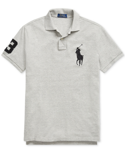 Polo Ralph Lauren Men's Big Pony Custom Slim-Fit Mesh Polo Shirt - Andover Heather