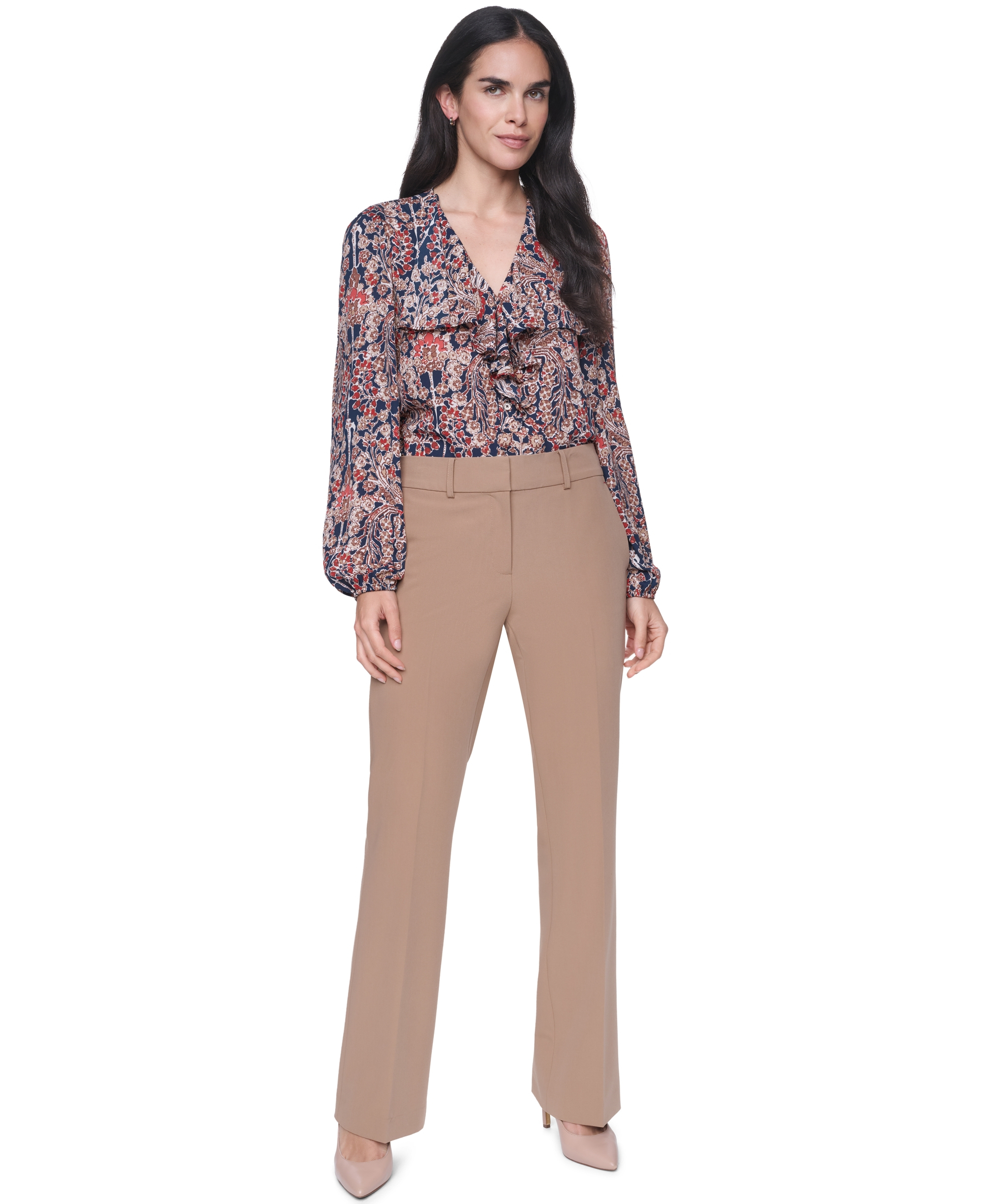 Tommy Hilfiger Women's Sutton Mid-Rise Bootcut Pants - Tigers Eye