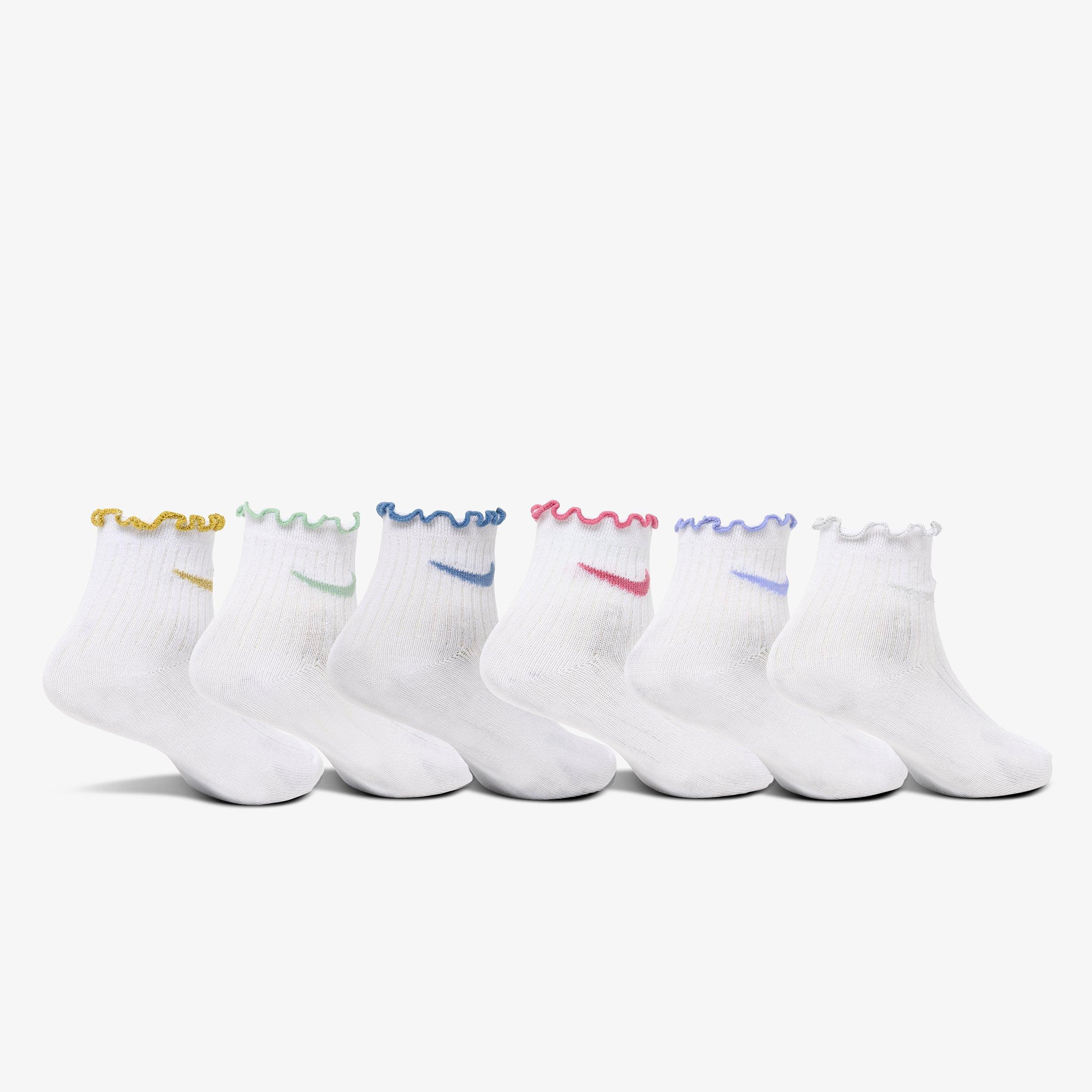 Little Kids' Nithtke Preschool Lettuce Welt 6-Pack Quarter Socks - Metallic Gold