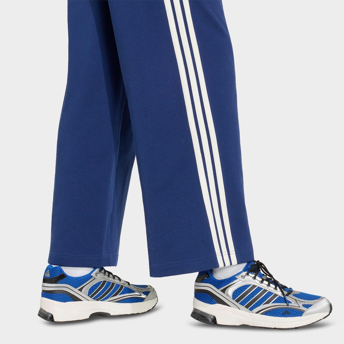 Women's adidas Kit 3-Stripes Wide Pants - Dark Blue/Off White
