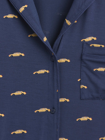 SoftMade Modal PJ Top - Blue taxi print