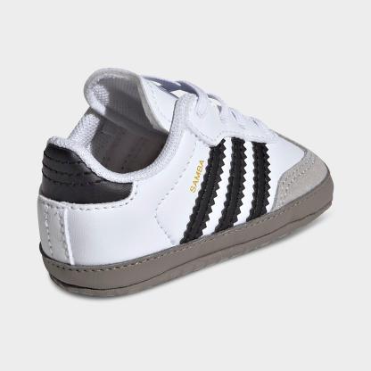 Infant adidas Originals Samba Stretch Lace Crib Shoes - White/Black/Clear Granite - Back view