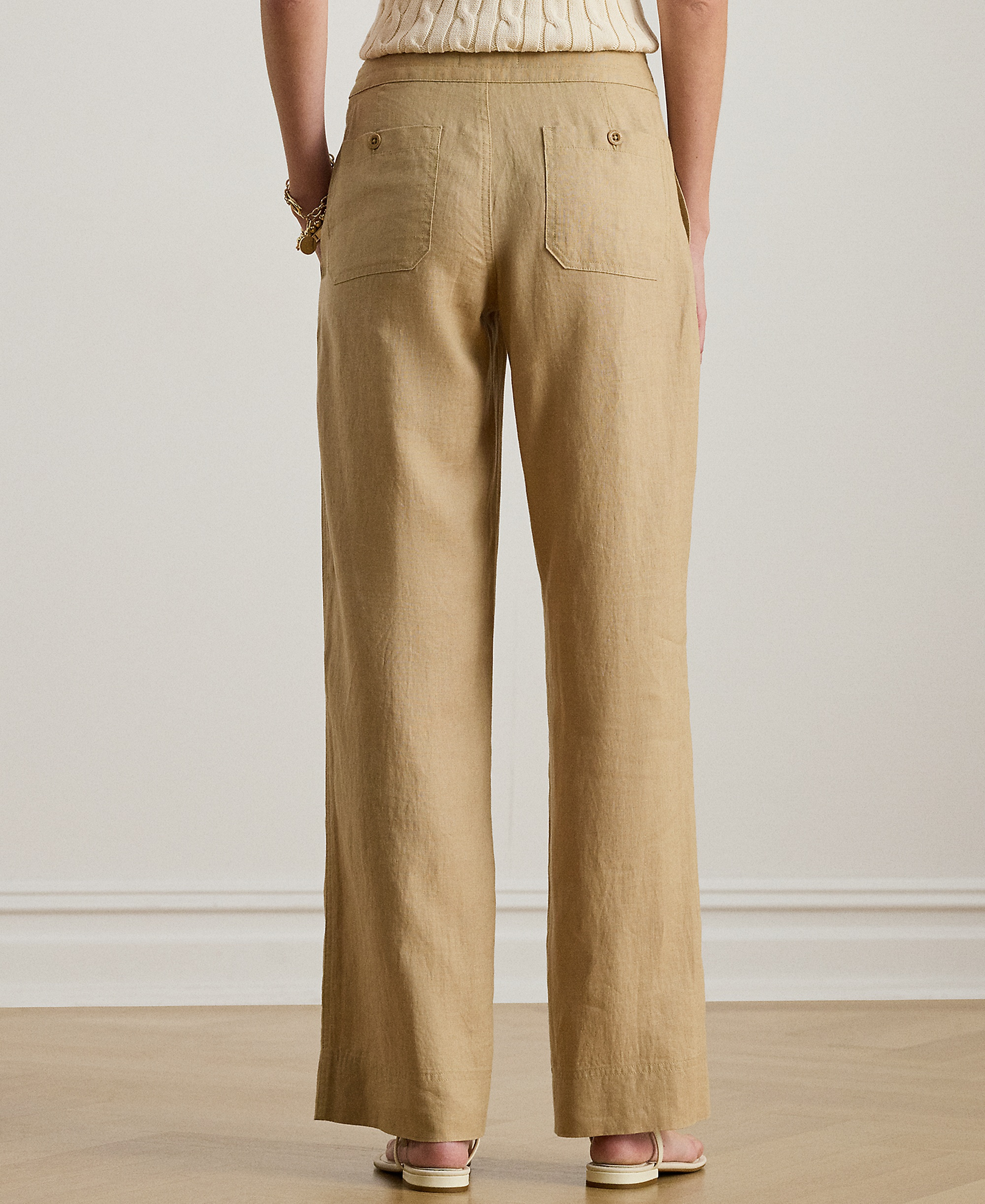 Lauren Ralph Lauren Women's Wide-Leg Linen Pants - Birch Tan