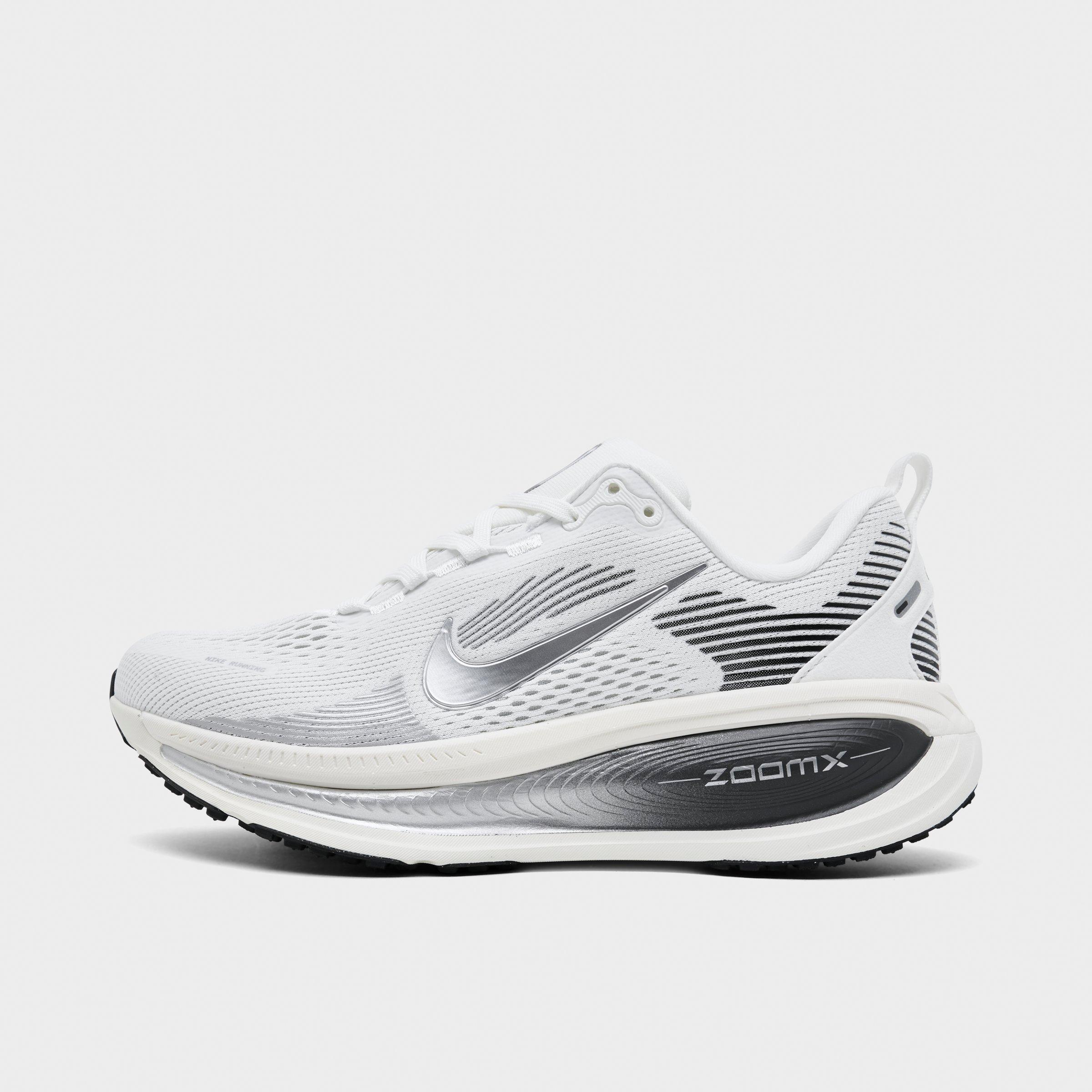 Women's Nithtke Vomero 18 Running Shoes - Part 2 - Summit White/Sail/Photon Dust/Metallic Silver - Left shoe facing left. Outside of the shoe.