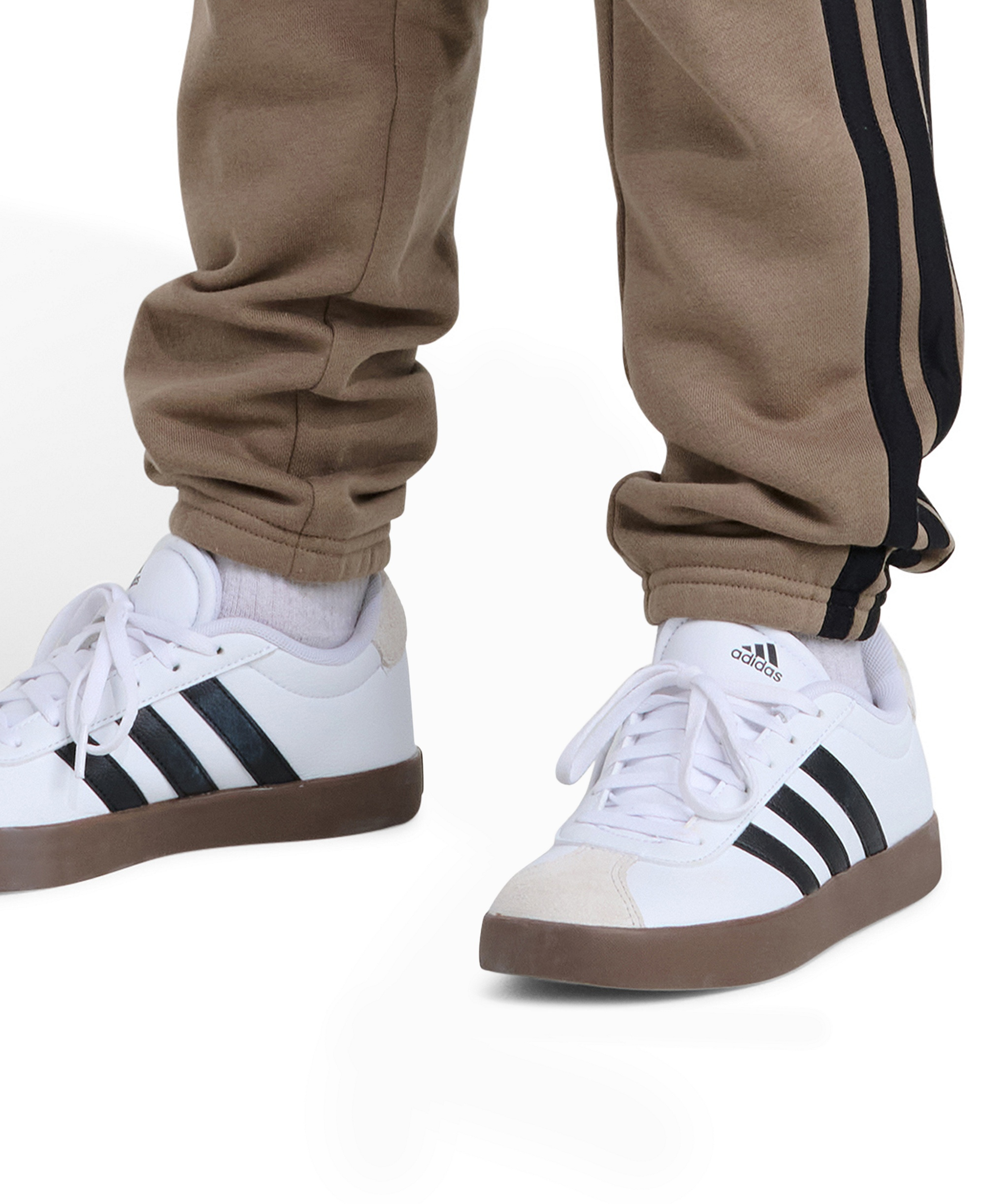 adidas Boys' 8-20 Essential 3-Stripe Fleece Cuffed Jogger Pants - Khaki Six