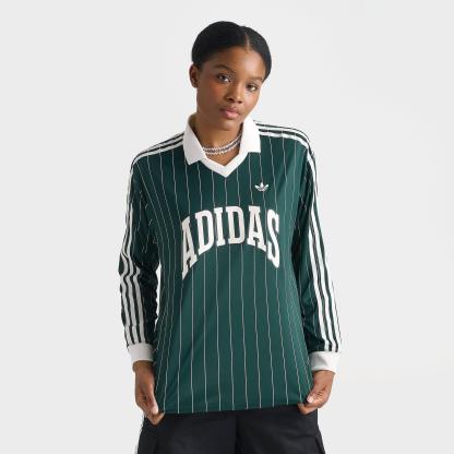 Women's adidas Originals Pinstripe Long-Sleeve Football T-Shirt - Aurora Ivy