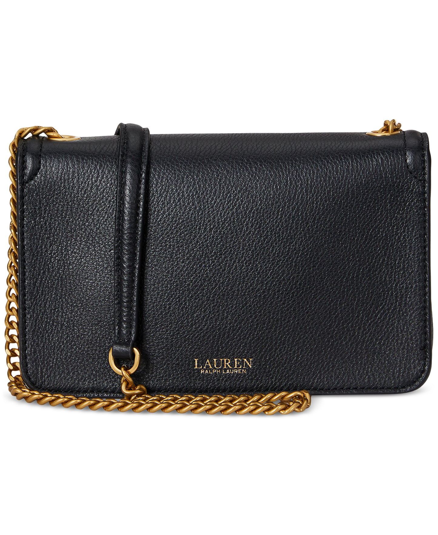 Lauren Ralph Lauren Bradley Small Pebbled Leather Crossbody Wallet - Black