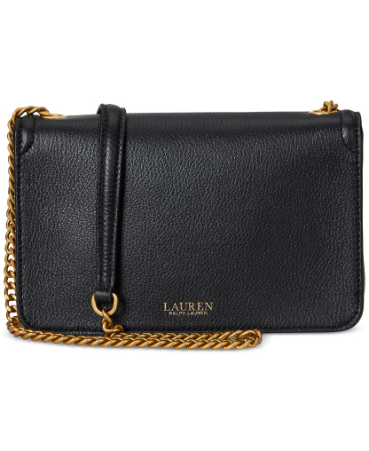 Lauren Ralph Lauren Bradley Small Pebbled Leather Crossbody Wallet - Black