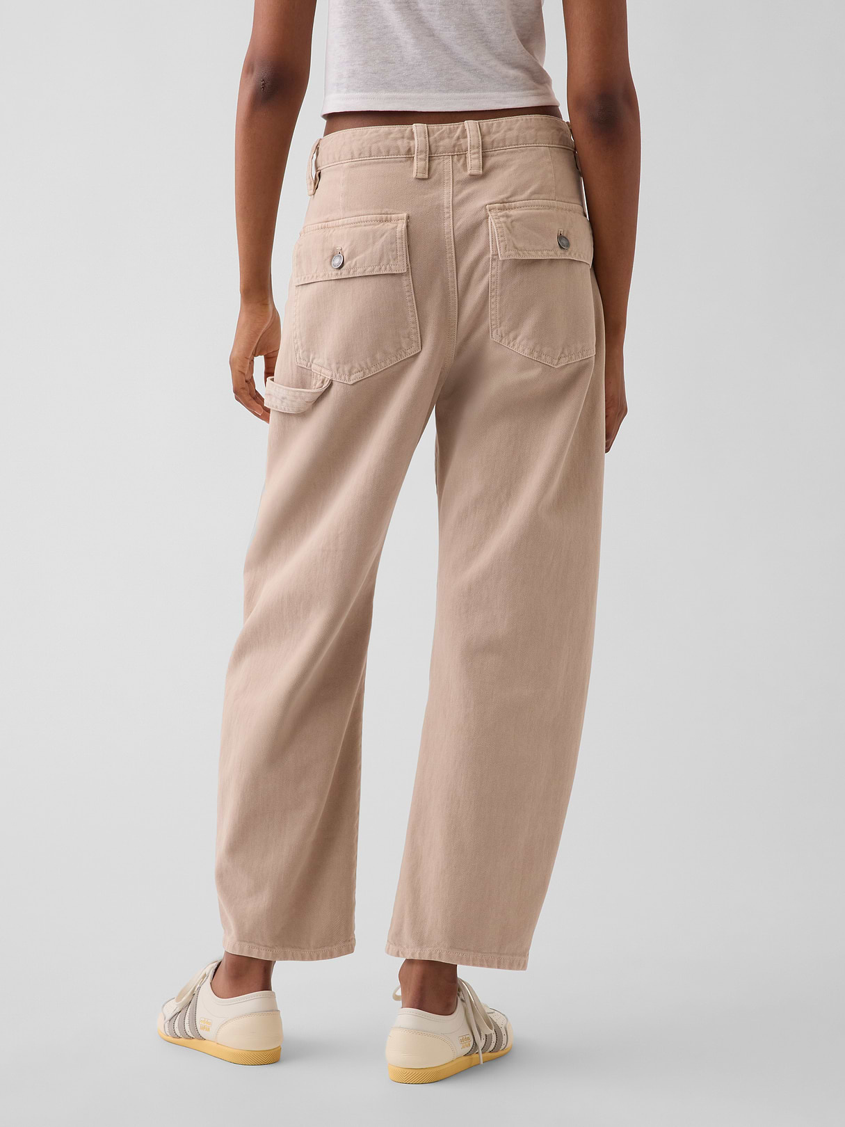 Mid Rise Barrel Utility Ankle Pants - Wicker tan