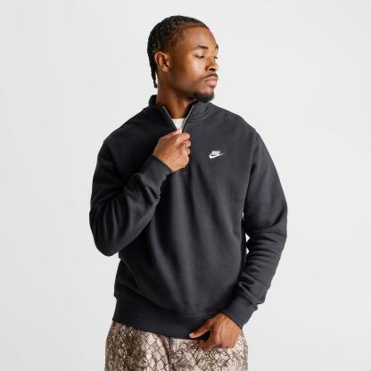 Men's Nike Sportswear Club Fleece Half-Zip Top - Black/Black/White
