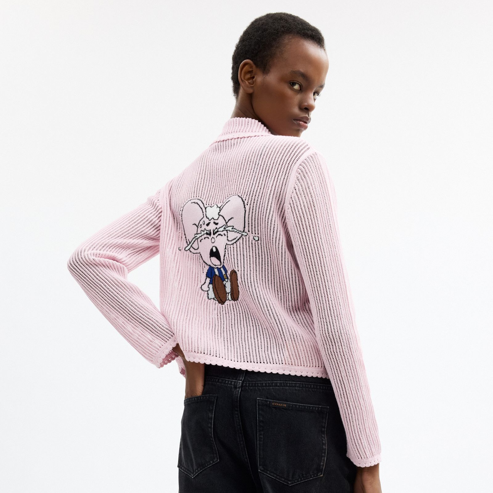 Coach | Brain Dead Kachi Mouse Cardigan In Organic Cotton - Pink - view 3