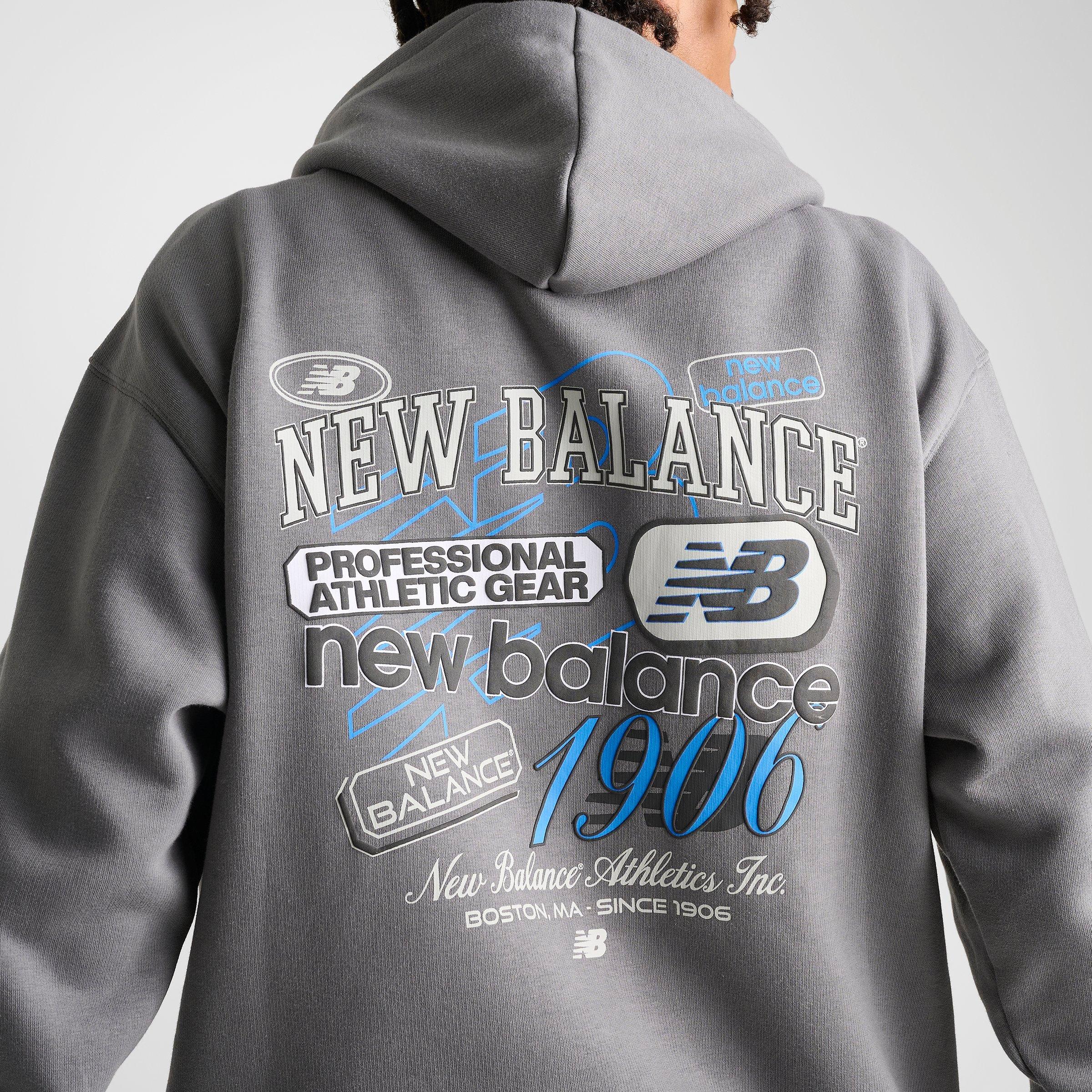 Men's New Balance Puffed Fleece Pullover Hoodie - Grey/Blue - view 6