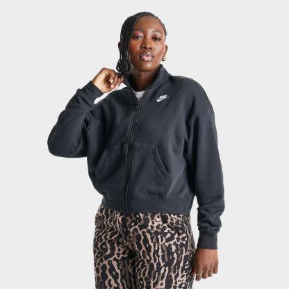 Women's Nike Sportswear Club Fleece Loose Track Jacket - Black/White
