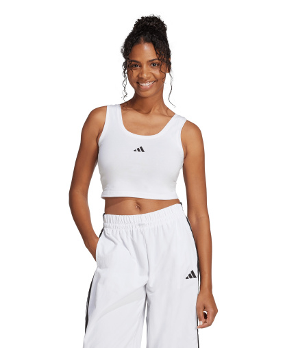 adidas Women's Essentials Small Logo Cotton Tank Top - White/Black