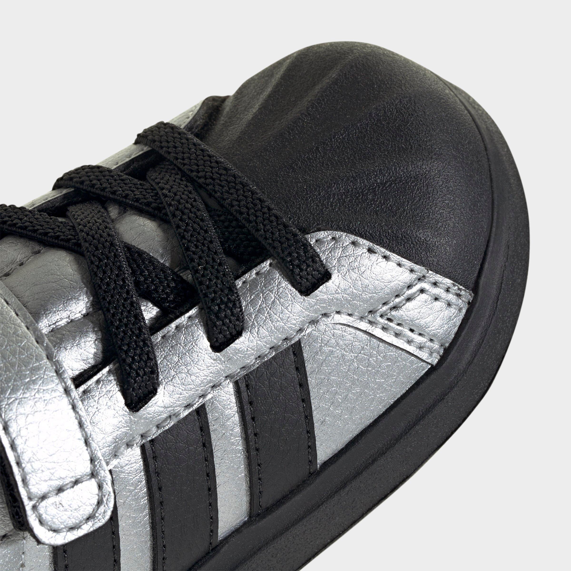 Kids' Toddler adidas Streettalk Hook-And-Loop Stretch Lace Casual Shoes - Silver Metallic/Core Black/Silver Metallic - Detail shot