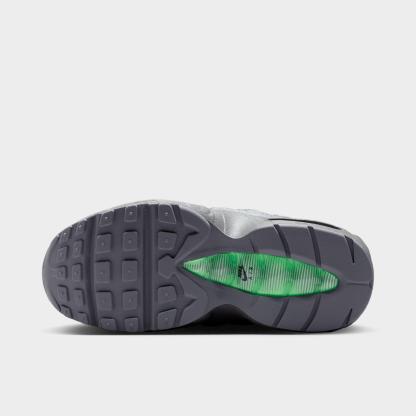 Little Kids' Nithtke Air Max 95 Recraft Casual Shoes - Black/Cool Grey/Iron Grey/Illusion Green - Bottom view