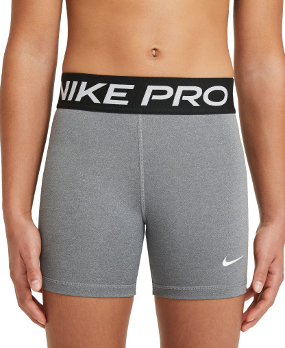 Nike Girls' 7-16 Pro Elastic Waist 3" Shorts - Carbon Heather Gray