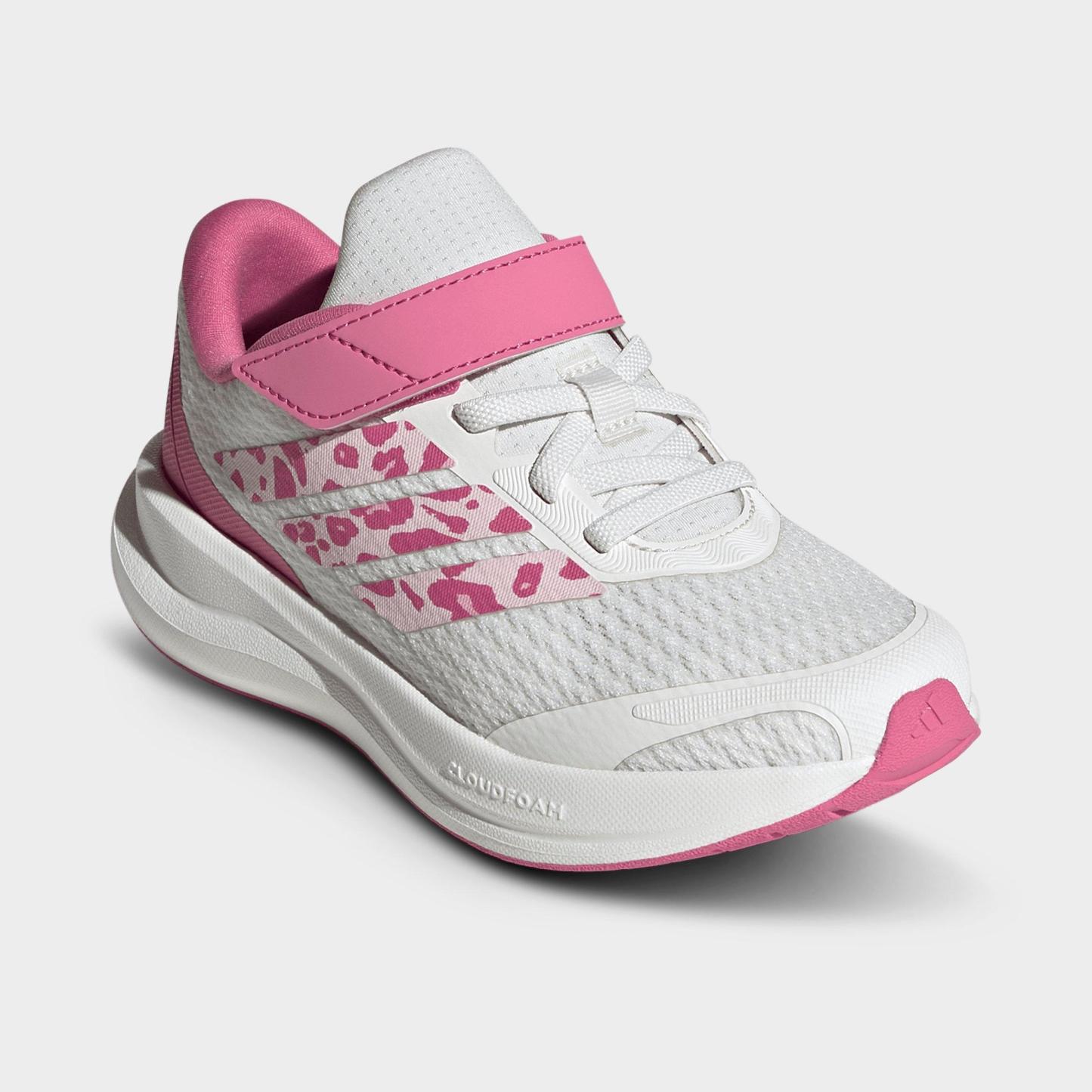 Little Kids' adidas Runfalcon 6 Hook-And-Loop Stretch Lace Casual Shoes - Core White/Distilled Pink/Pink Fusion - Both shoes facing left