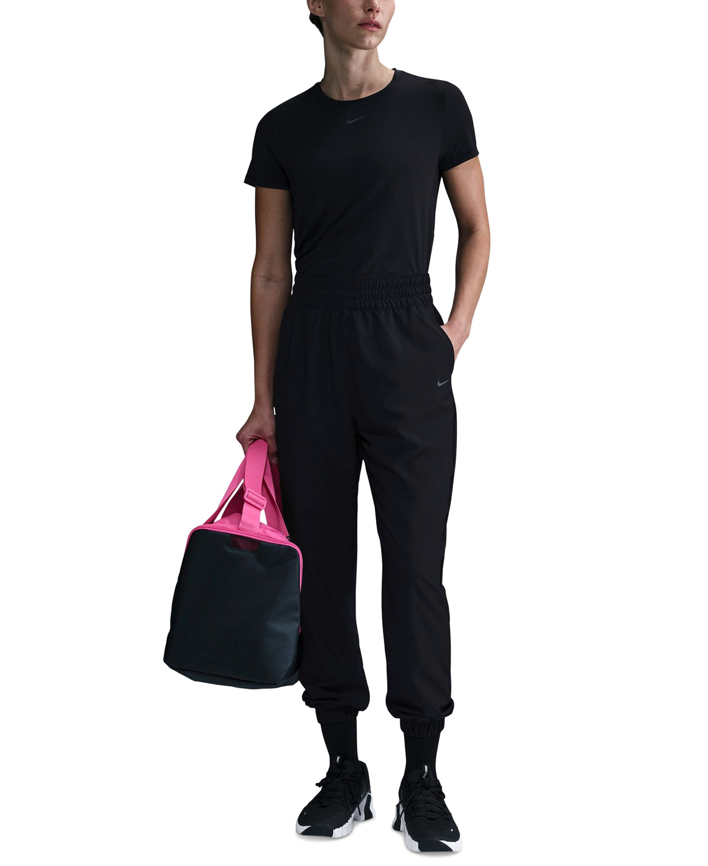 Nike Women's One Dri-FIT Woven High-Rise 7/8 Joggers - Black/Black