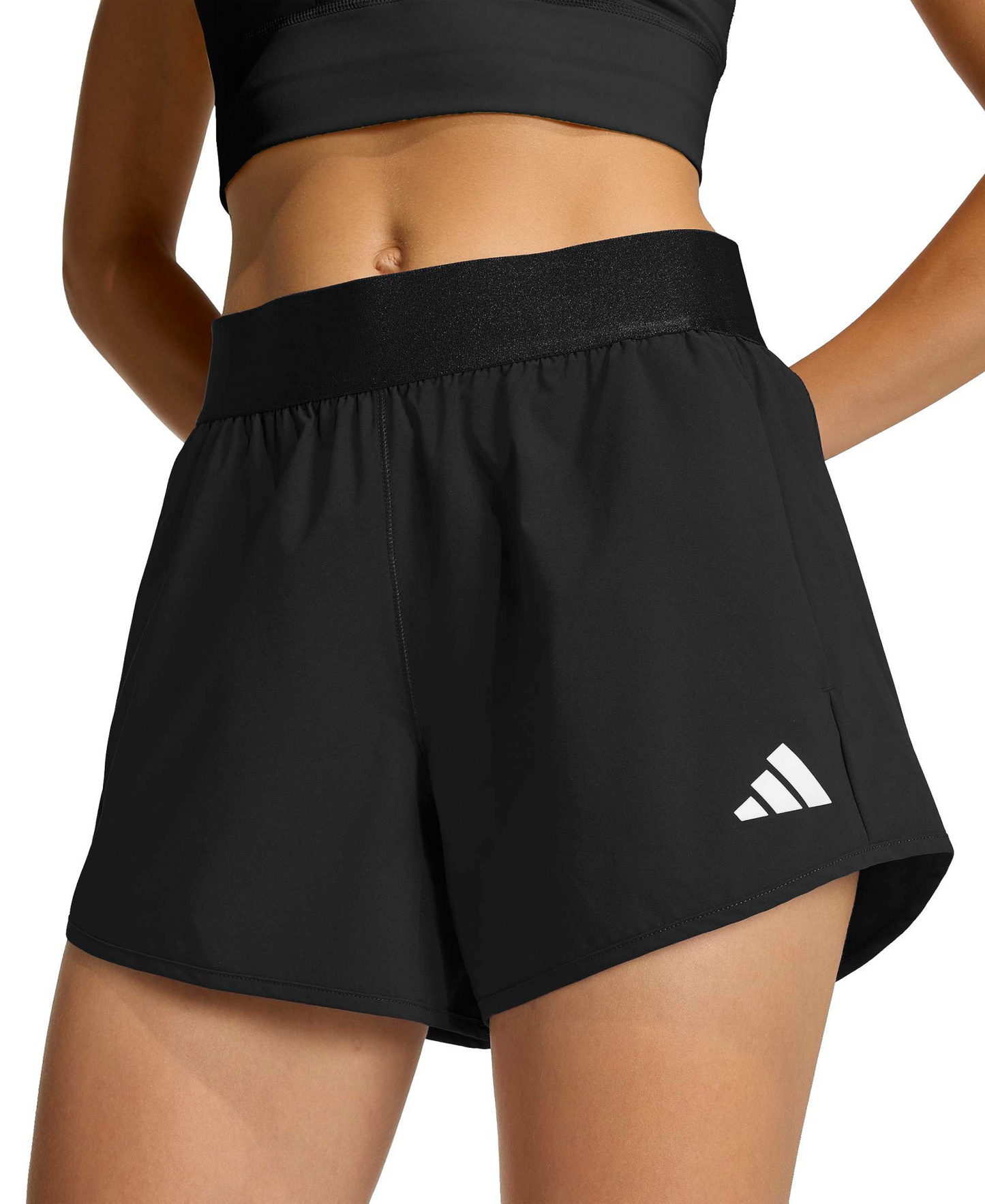 adidas Women's Mid-Rise Workout Flex Woven Shorts - Black
