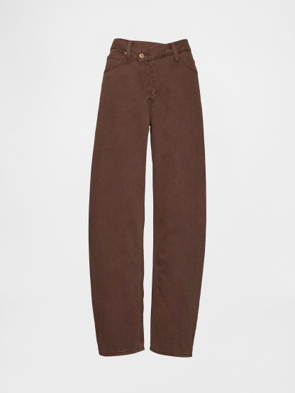 High Rise Barrel Cargo Jeans - Dark brown