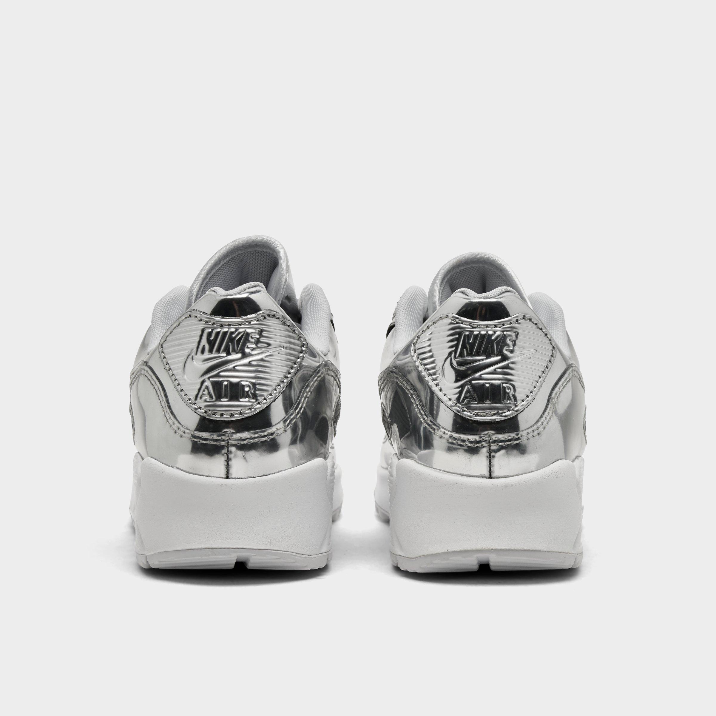 Women's Nithtke Air Max 90 SP Casual Shoes - Chrome/Pure Platinum/White - Back view