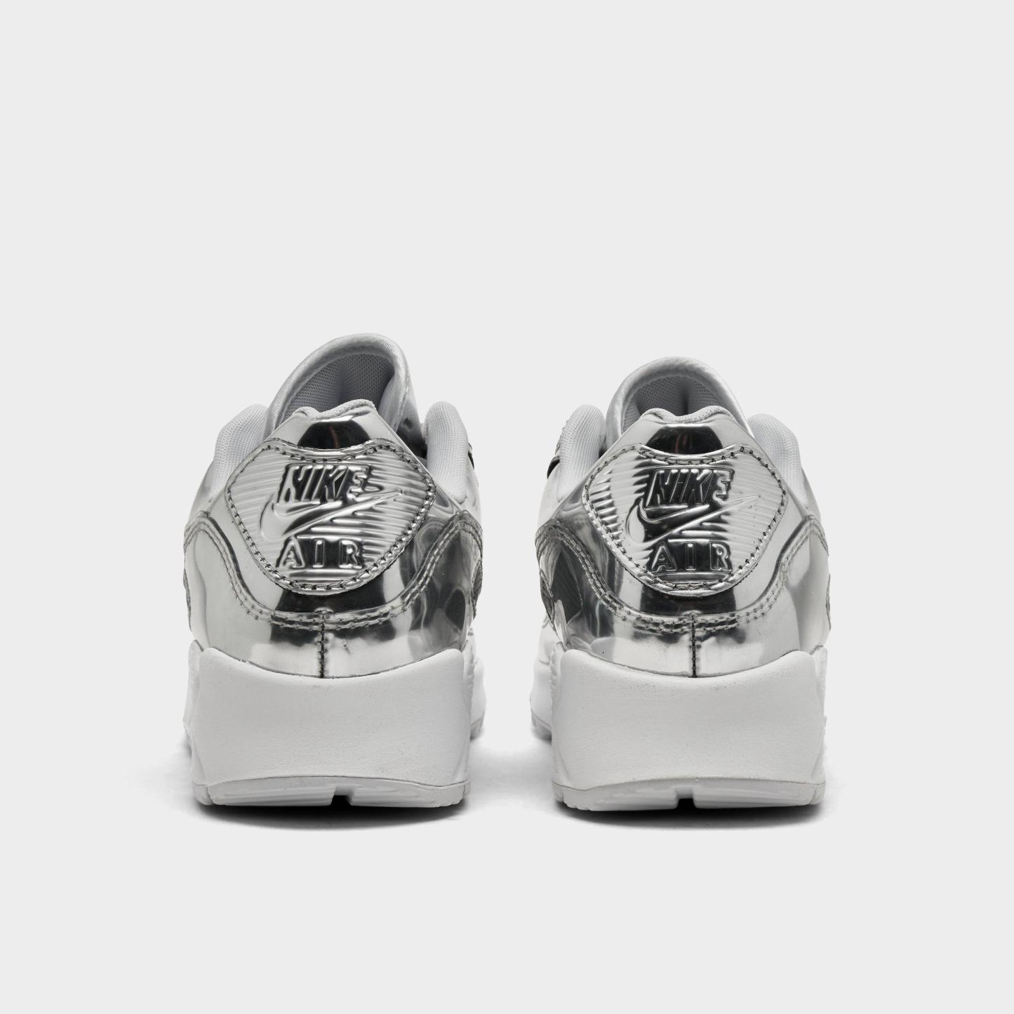 Women's Nithtke Air Max 90 SP Casual Shoes - Chrome/Pure Platinum/White - Back view