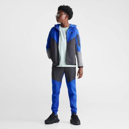 Big Kids' Nithtke Sportswear Tech Fleece Full-Zip Hoodie - Game Royal/Anthracite/Smoke Grey/Black