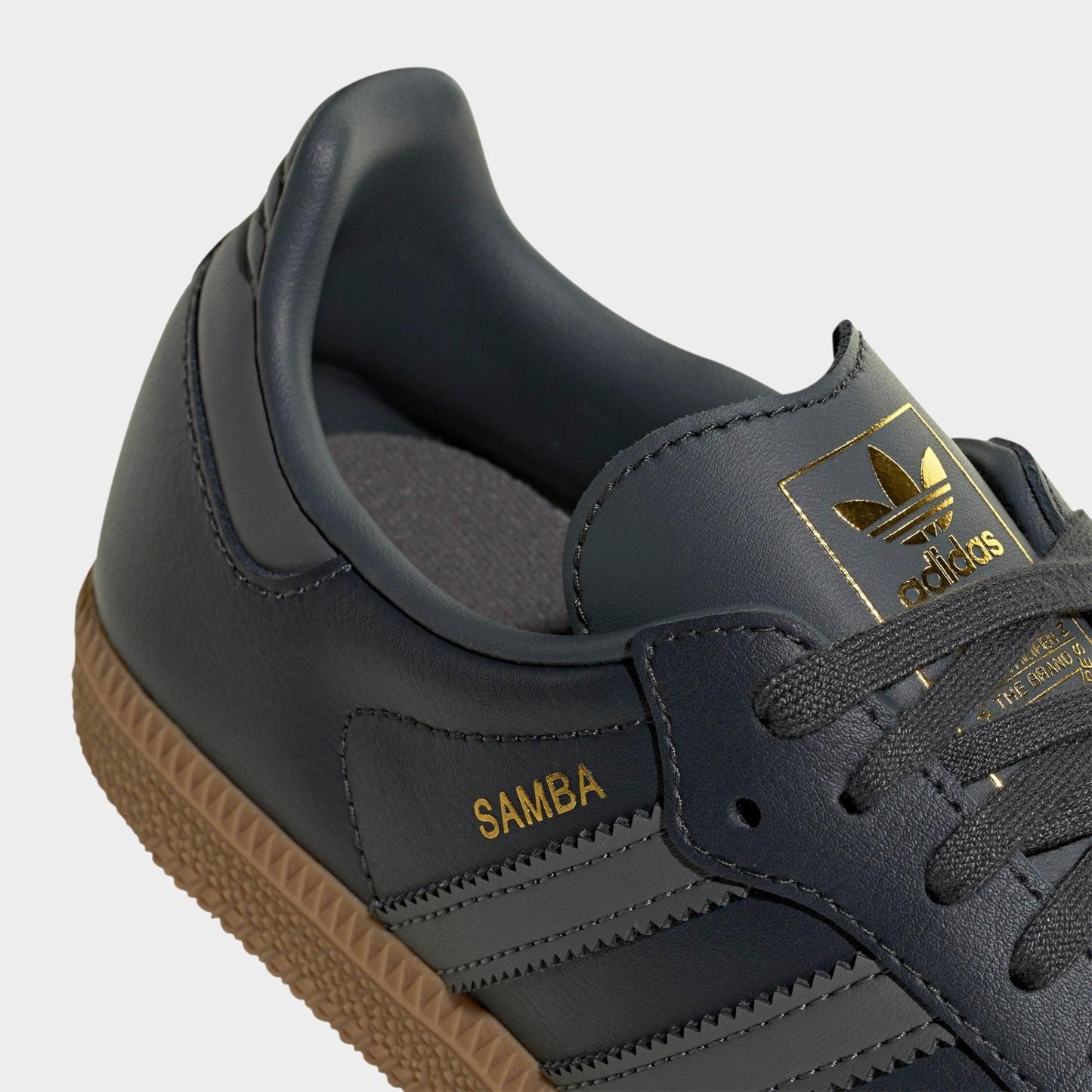 Big Kids' adidas Originals Samba OG Casual Shoes - Part 1 - Grey Six/Grey Four/Gum - Detail shot