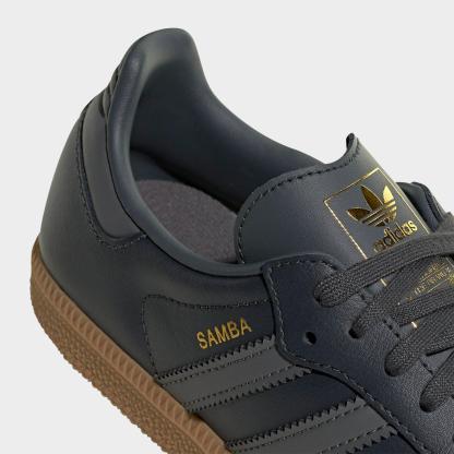 Big Kids' adidas Originals Samba OG Casual Shoes - Part 1 - Grey Six/Grey Four/Gum - Detail shot