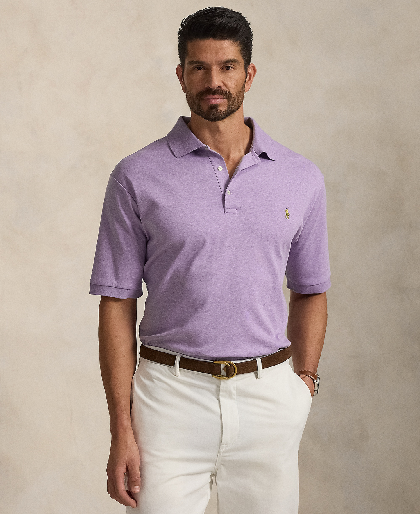 Polo Ralph Lauren Men's Big & Tall Solid Polo Shirt - Purple Heather